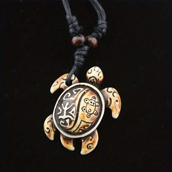 Imitation Bone Turtle Necklace - Picture 1 of 6